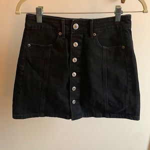 American Eagle Hi-Rise A-Line Black Denim Skirt